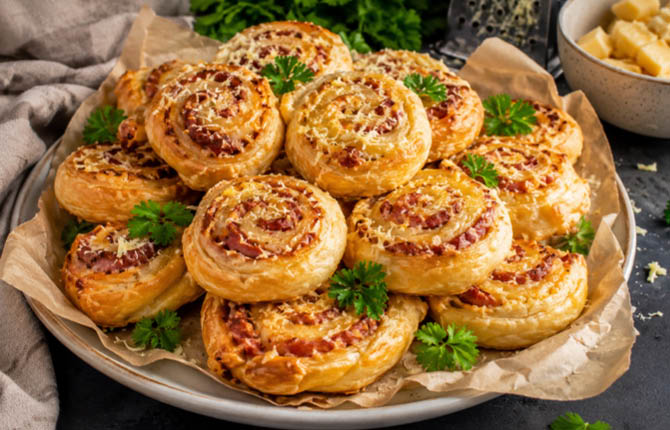 Слойки с колбасой фото